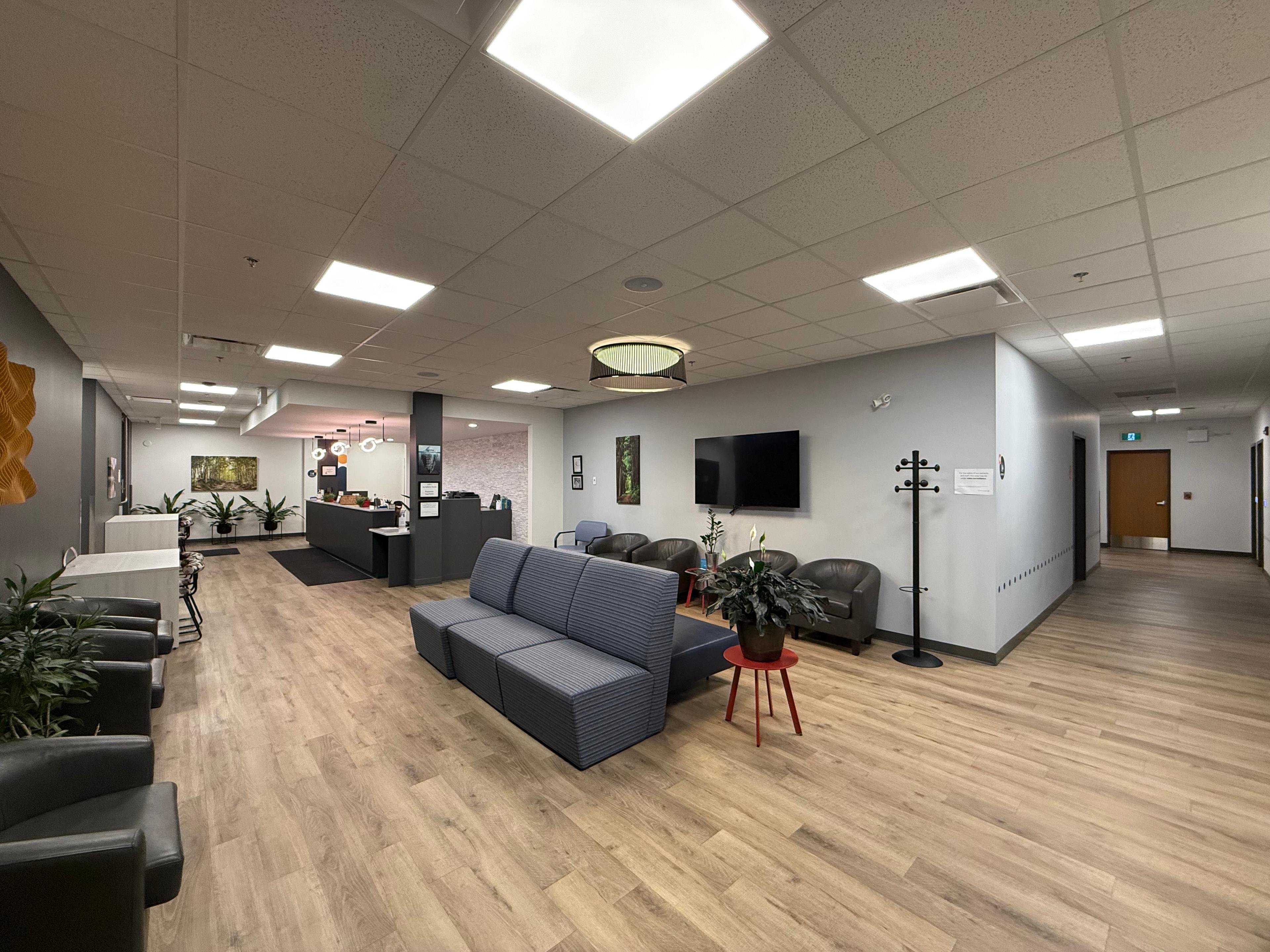 Healthcare corridor with staff